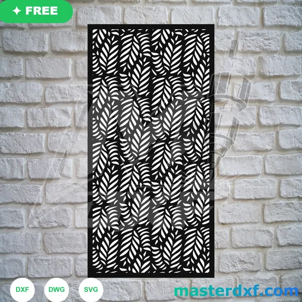 Fern Leaf Stripe Door Panel Free DXF DXF File
